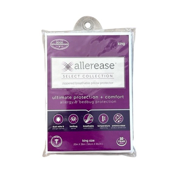 Allerease Select Collection King Size Zippered Pillow Protectors Set of 2 New - Picture 2 of 5